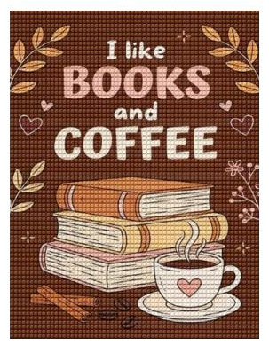 "I like books & coffee" — diamond painting