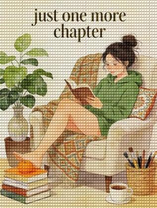 "Just one more chapter" — diamond painting